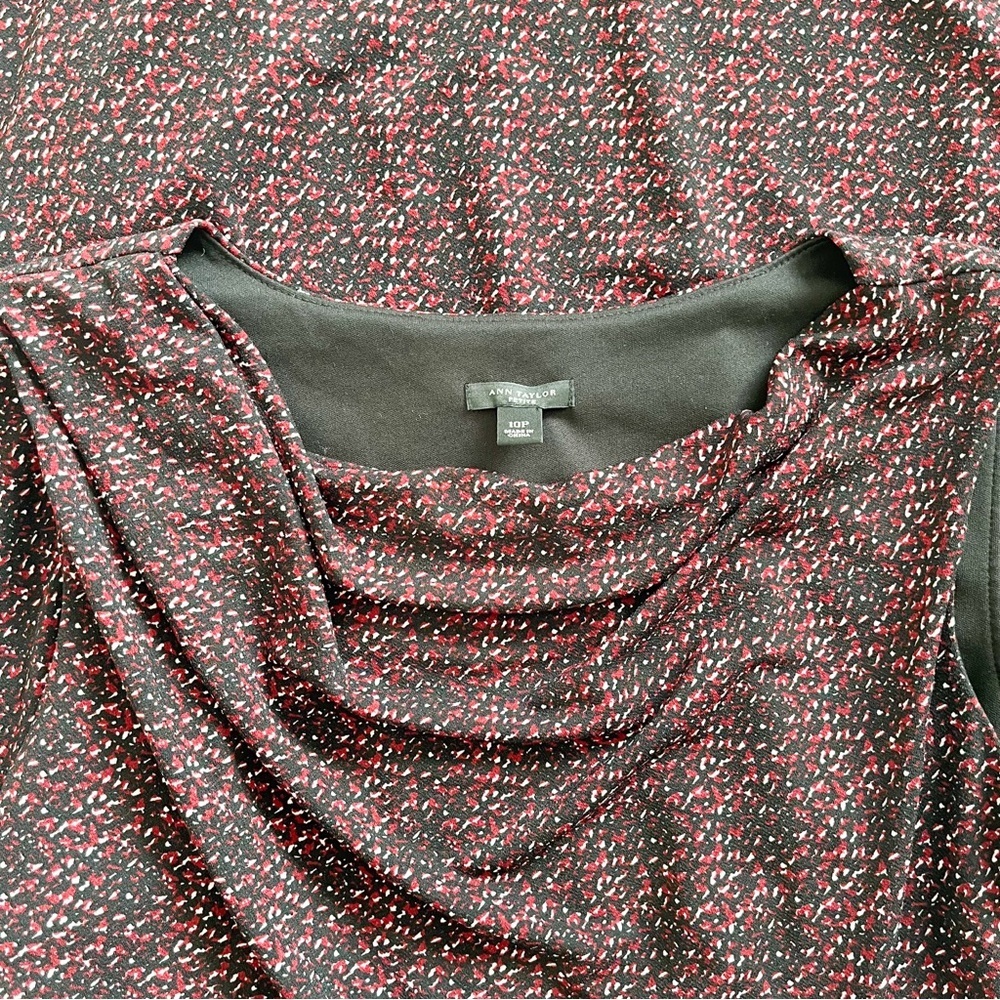 Ann Taylor Drape Neck Print Sleeveless Dress Petite Size 10 - Picture 7 of 9
